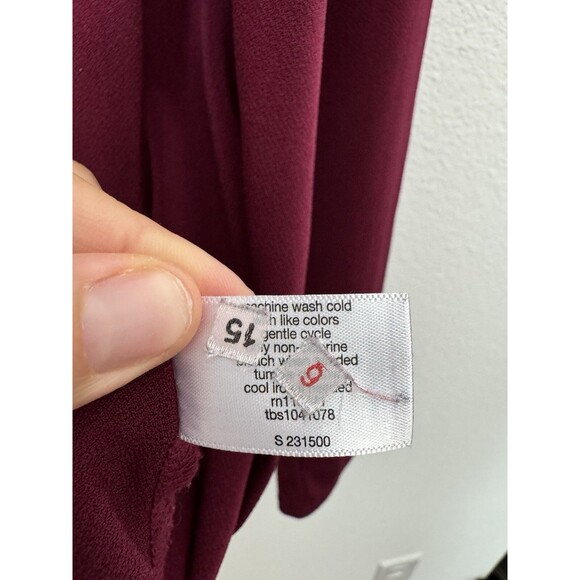 Lane Bryant Women's  Long Sleeve Red Burgundy Draped Wrap Blouse Career 22/24 - Picture 7 of 10